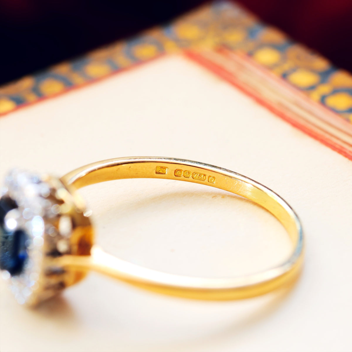 Vintage Date 1988 Sapphire & Diamond Cluster Ring