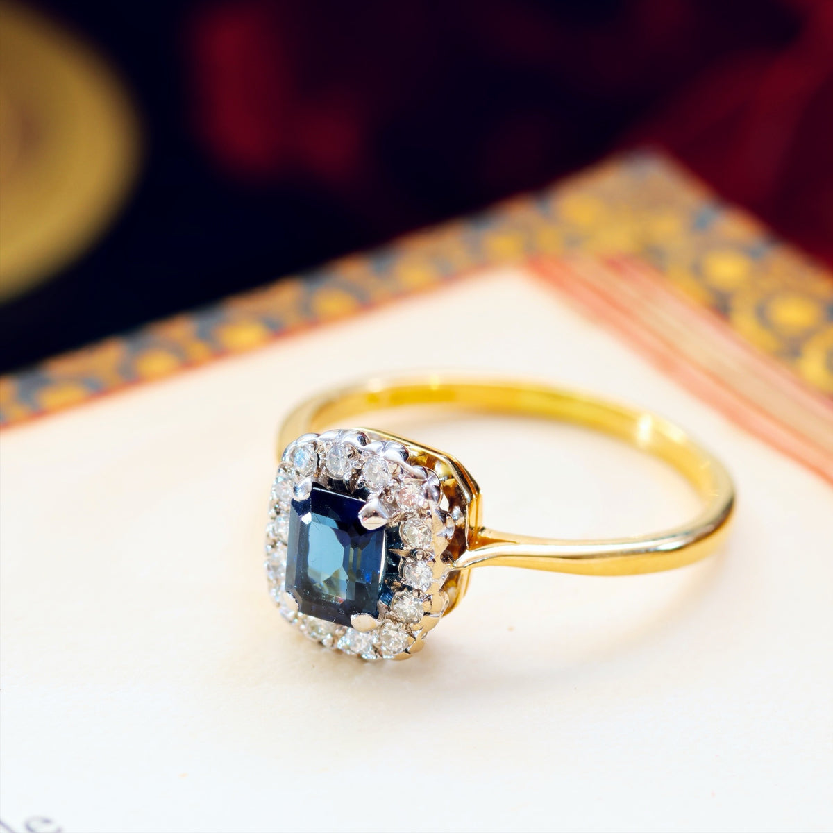 Vintage Date 1988 Sapphire & Diamond Cluster Ring