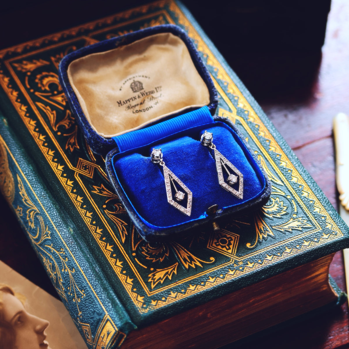 DIVINE! Art Deco Diamond Drop Earrings