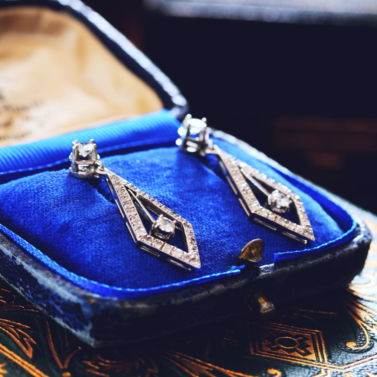 DIVINE! Art Deco Diamond Drop Earrings