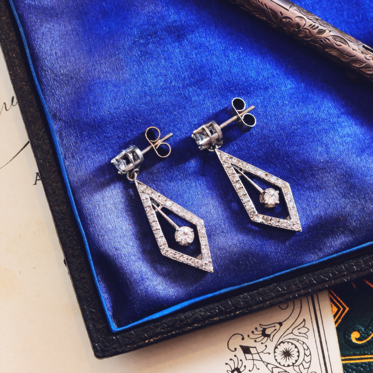 DIVINE! Art Deco Diamond Drop Earrings