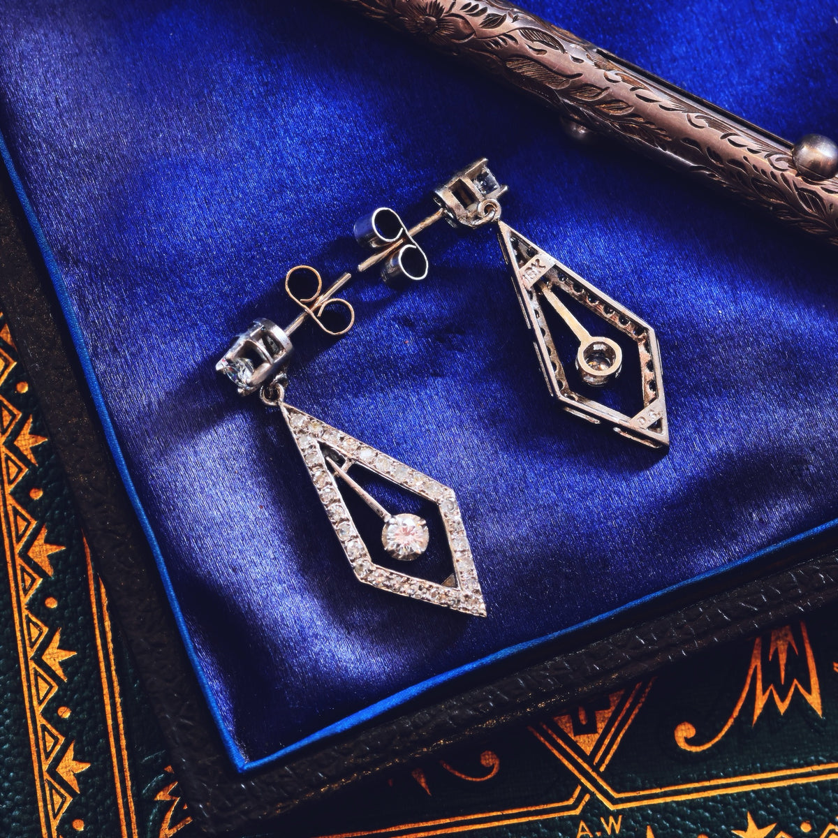 DIVINE! Art Deco Diamond Drop Earrings