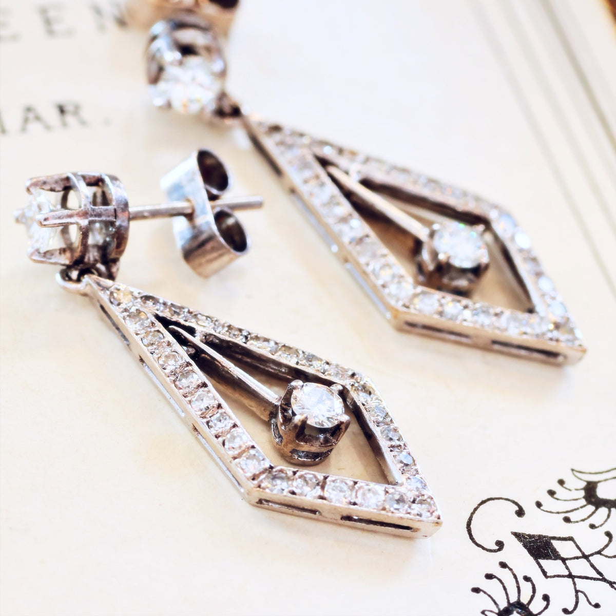 DIVINE! Art Deco Diamond Drop Earrings