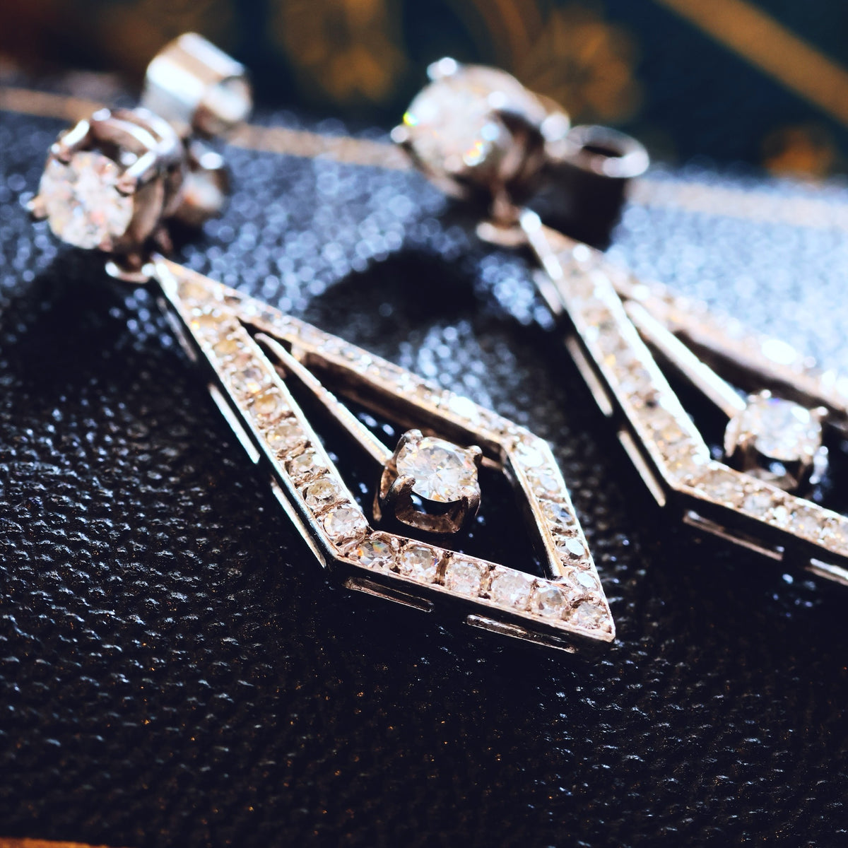 DIVINE! Art Deco Diamond Drop Earrings