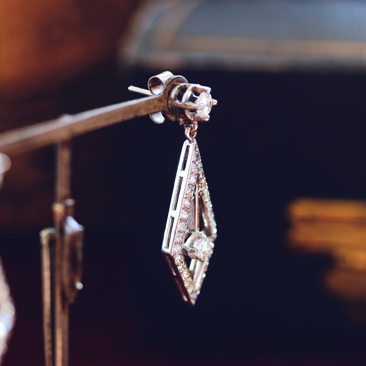 DIVINE! Art Deco Diamond Drop Earrings
