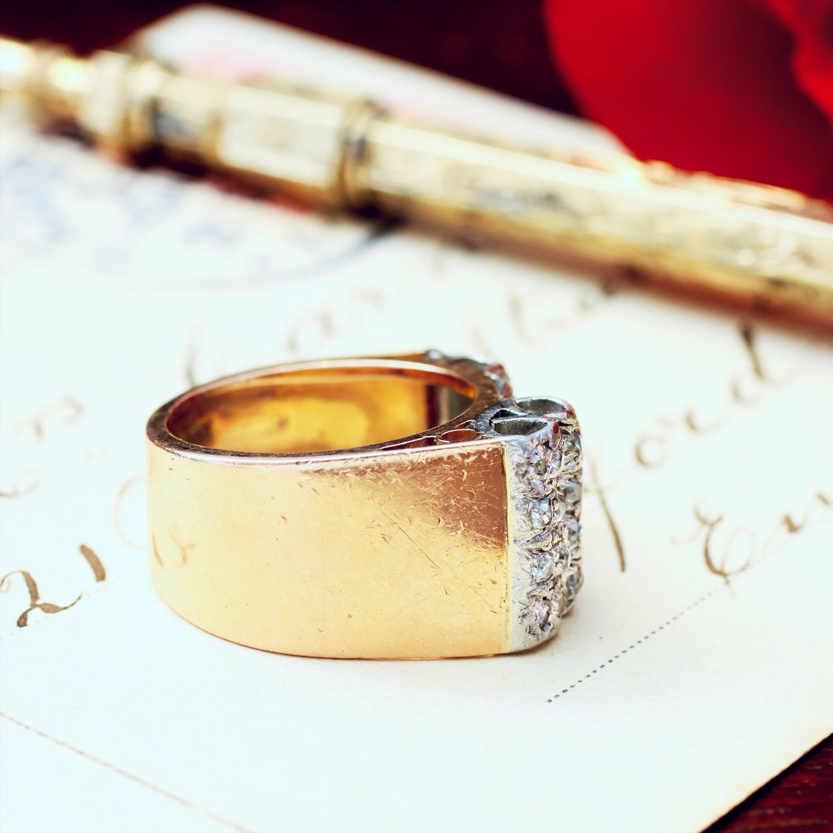 Sensational!! Vintage 1940's Art Deco Diamond Cocktail Ring