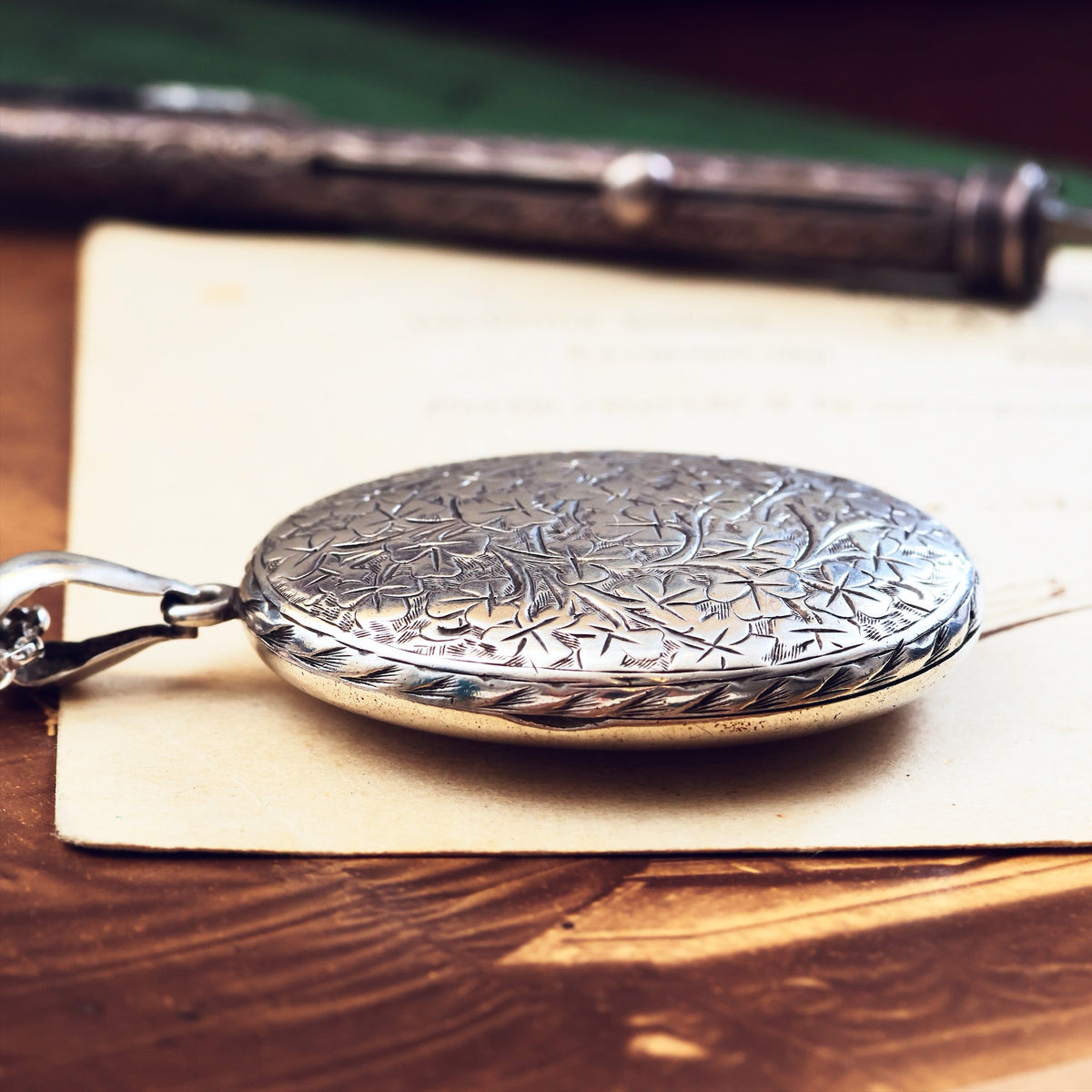 Beautiful Antique Silver 'Shamrocks' Locket