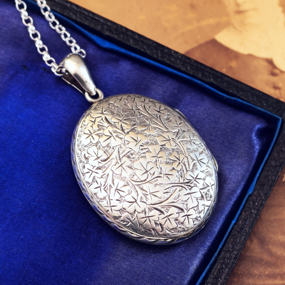 Beautiful Antique Silver 'Shamrocks' Locket