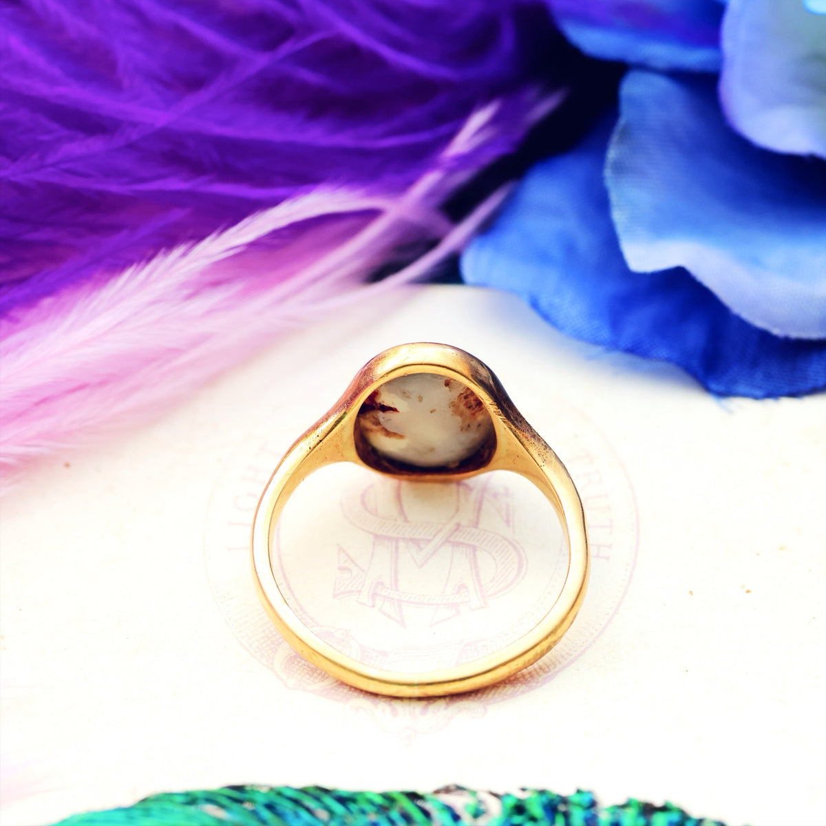 Antique Fiery Magic Black Opal Ring