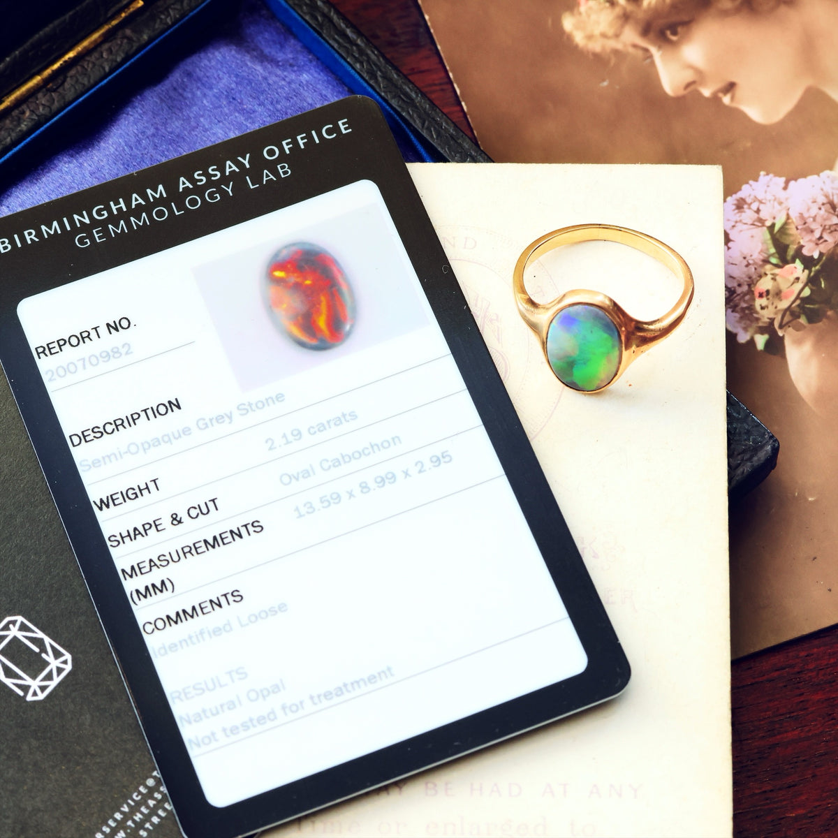 Antique Fiery Magic Black Opal Ring