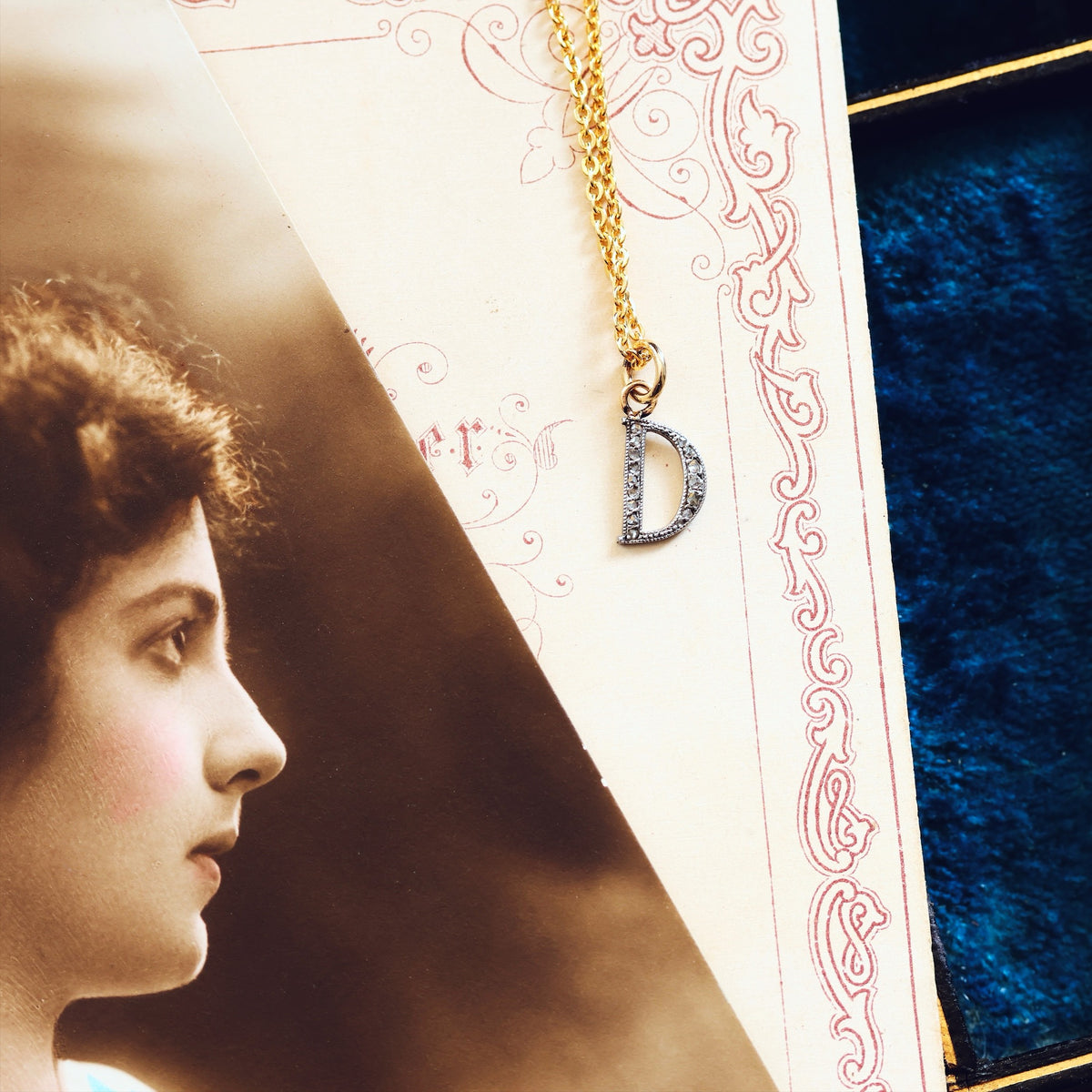 Dainty Little Diamond Initial 'D' Pendant