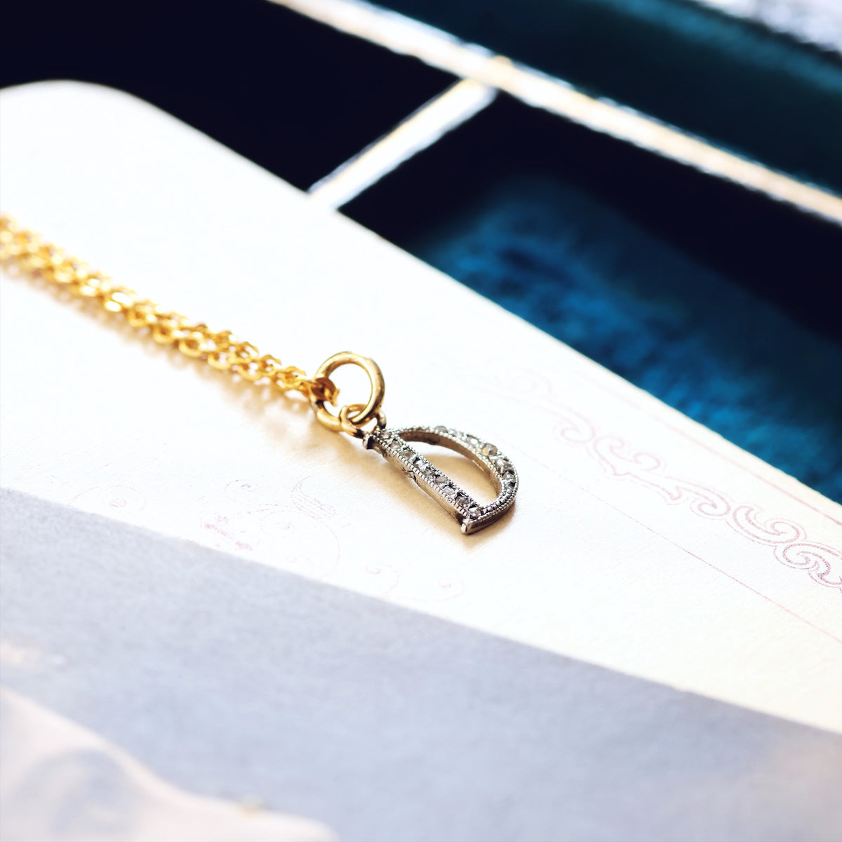 Dainty Little Diamond Initial 'D' Pendant