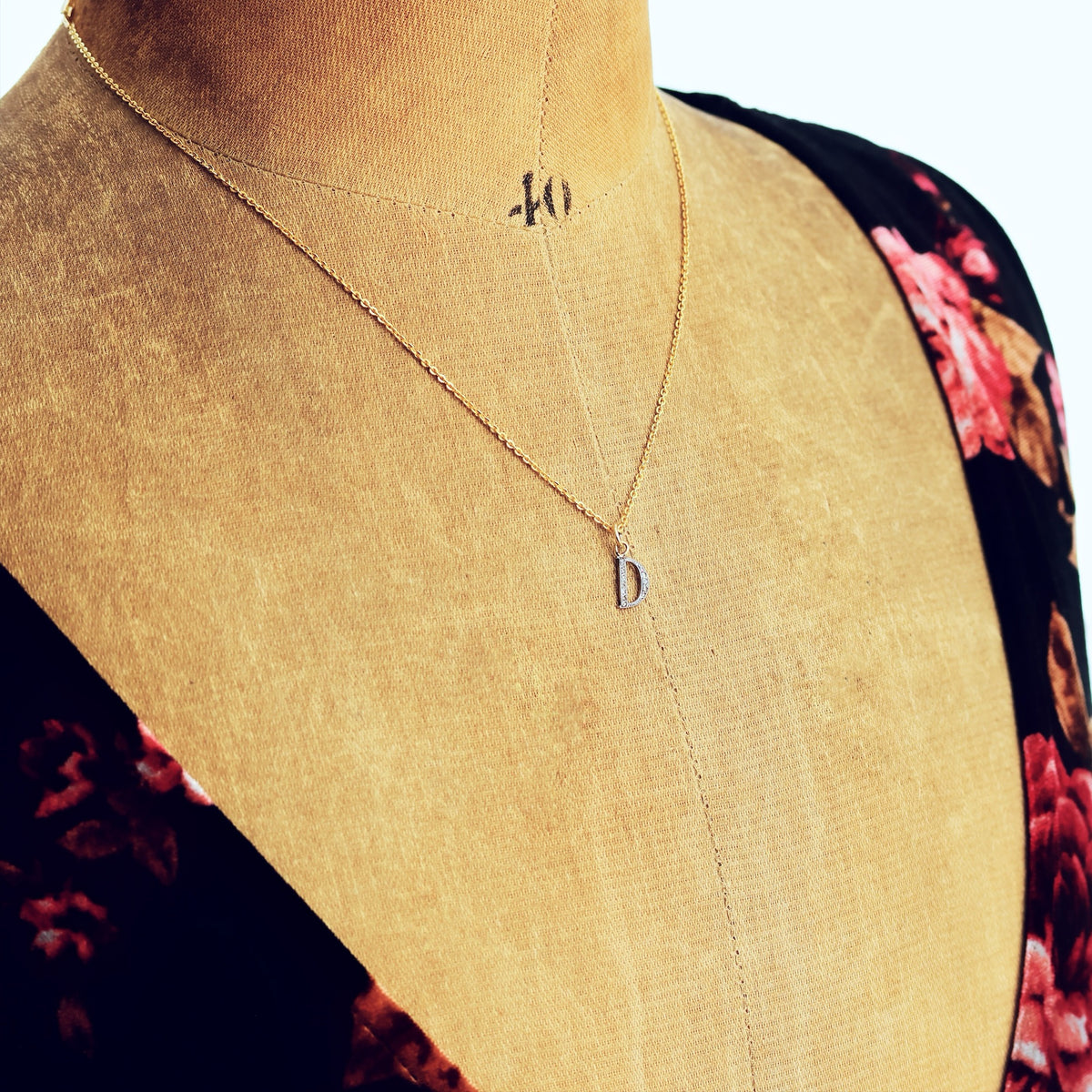 Dainty Little Diamond Initial 'D' Pendant