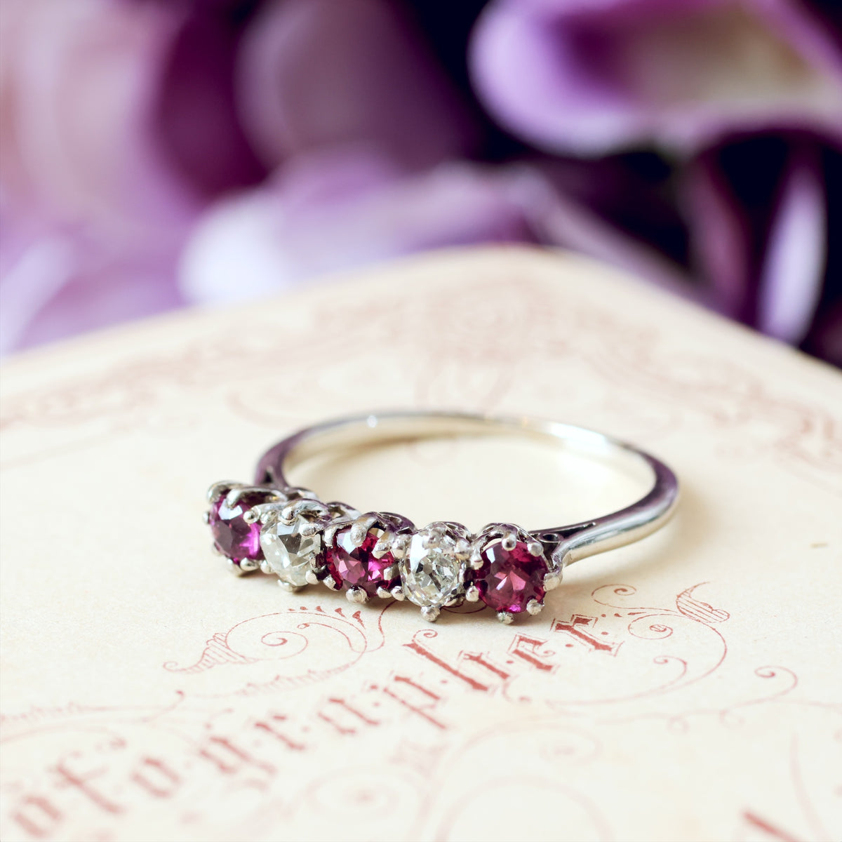 Pretty Pink Tourmaline & Recycled Old Cut Diamond Ring