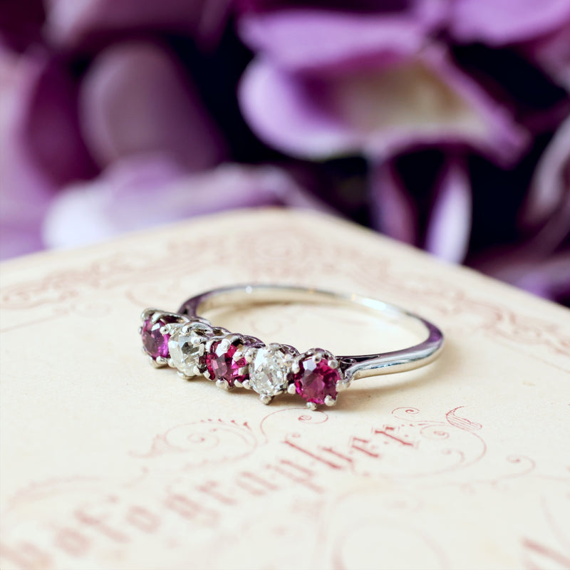 Pretty Pink Tourmaline & Recycled Old Cut Diamond Ring