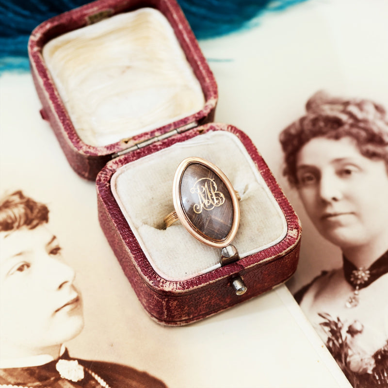 Sentimental Georgian 1790's 'MB' Navette Ring