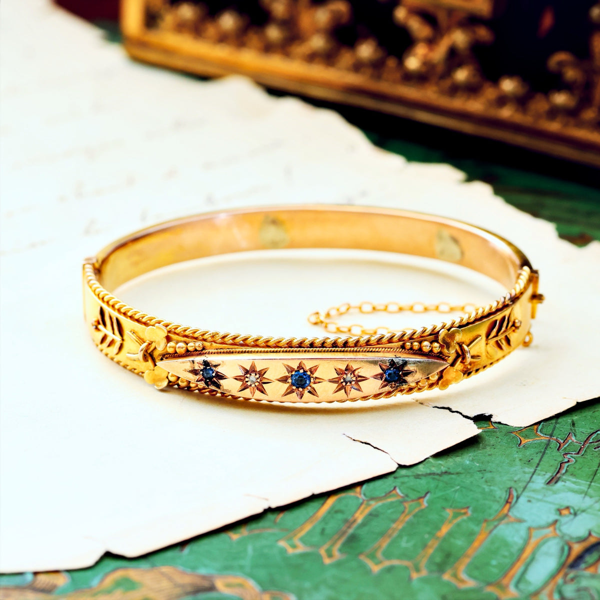 Starry Nights! Edwardian Sapphire & Diamond Bangle