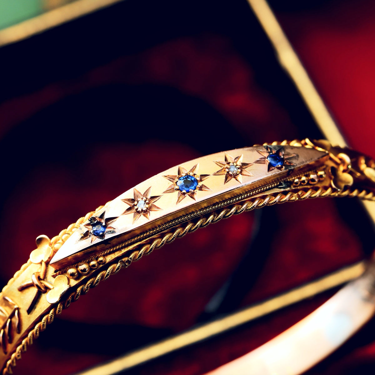 Starry Nights! Edwardian Sapphire & Diamond Bangle