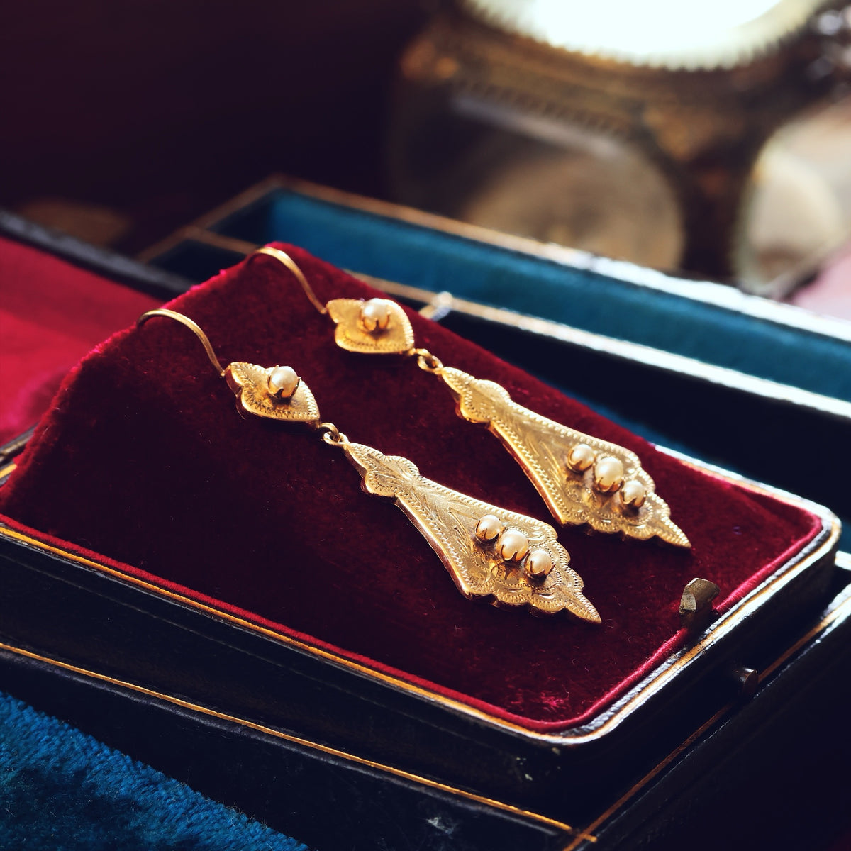 Elaborate Antique Victorian Drop Earrings