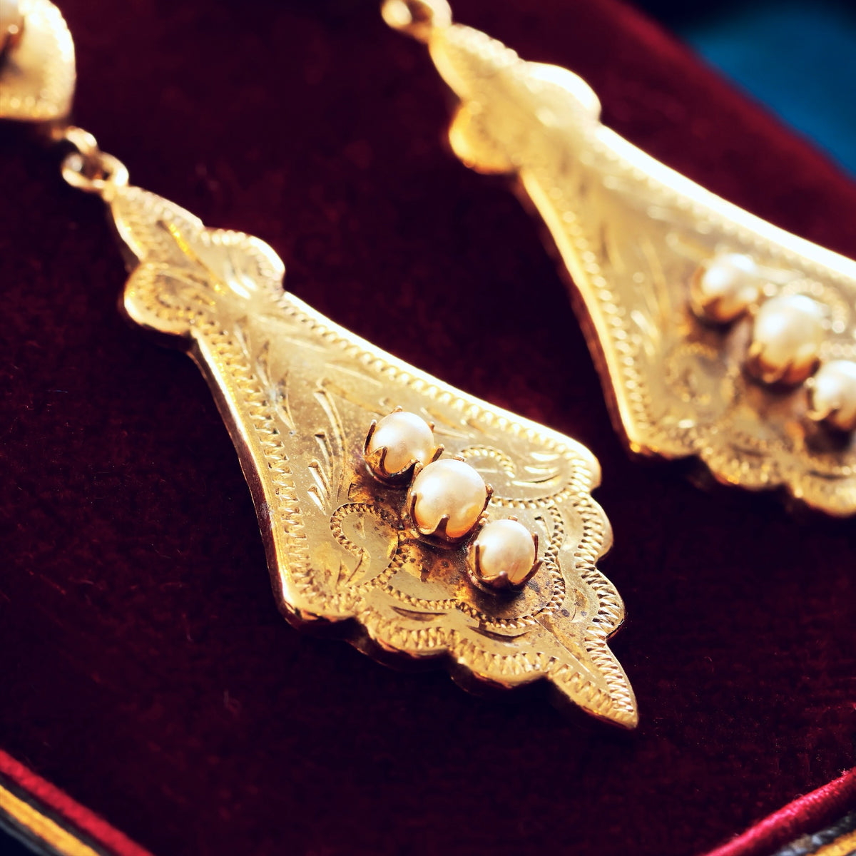 Elaborate Antique Victorian Drop Earrings