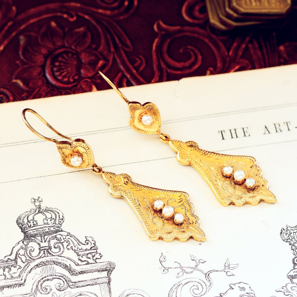 Elaborate Antique Victorian Drop Earrings