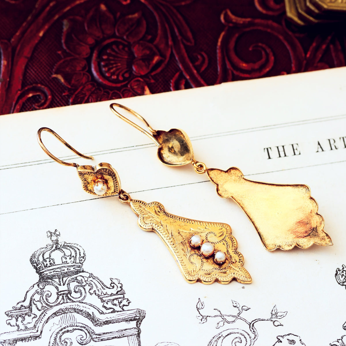 Elaborate Antique Victorian Drop Earrings
