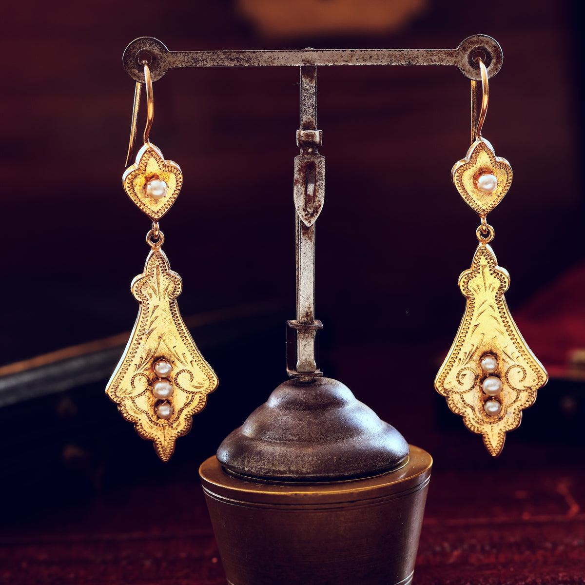 Elaborate Antique Victorian Drop Earrings