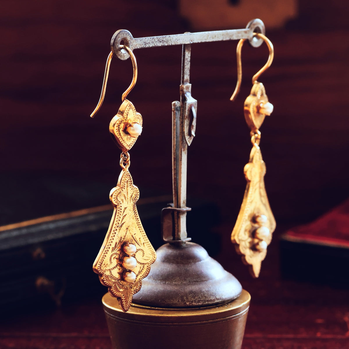 Elaborate Antique Victorian Drop Earrings