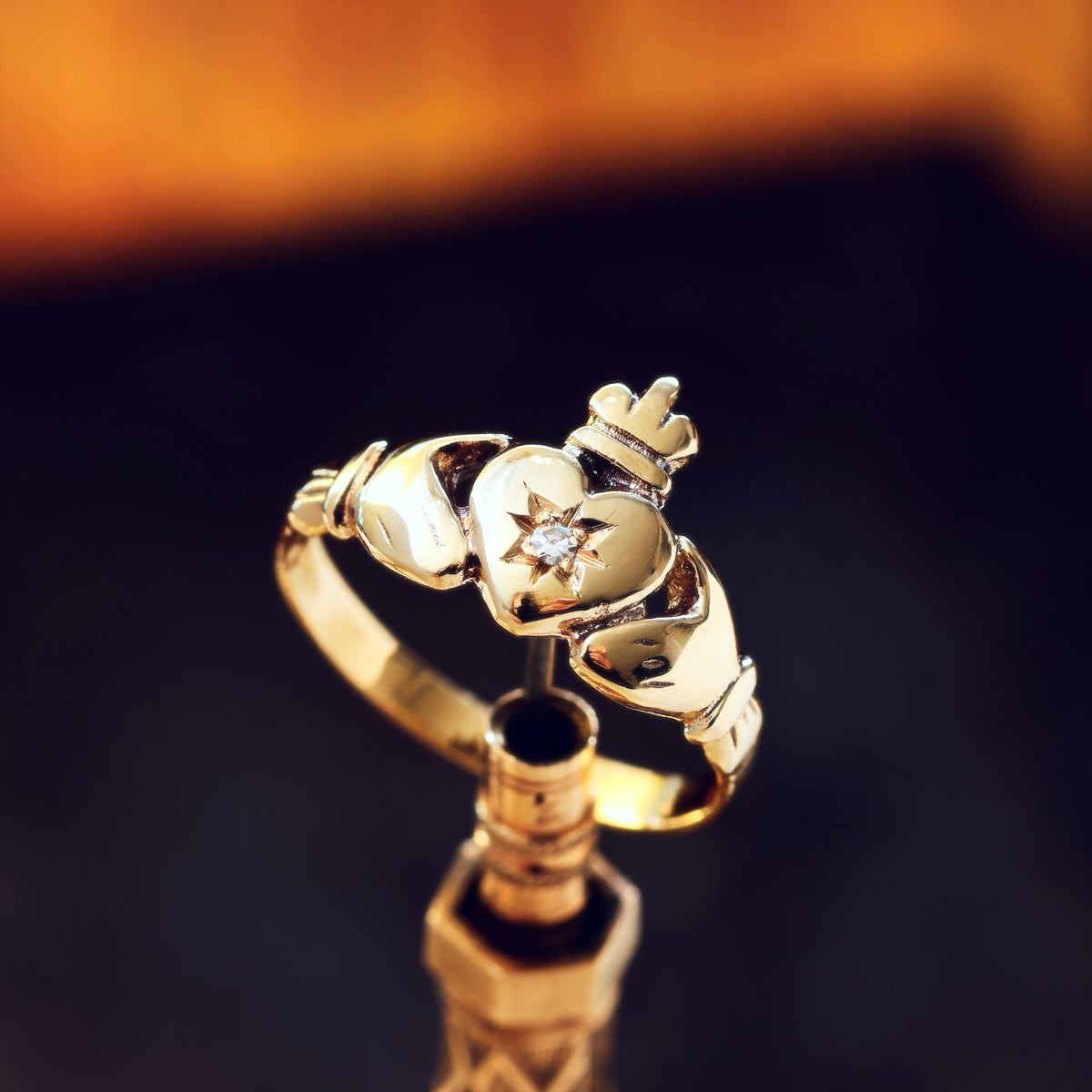 Recycled 9ct Gold & Diamond Claddagh Ring