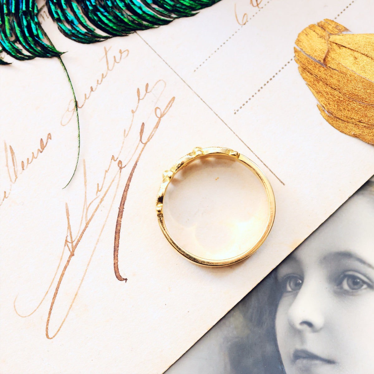 Recycled Rose Cut Diamond & Tsavorite Garnet Ring