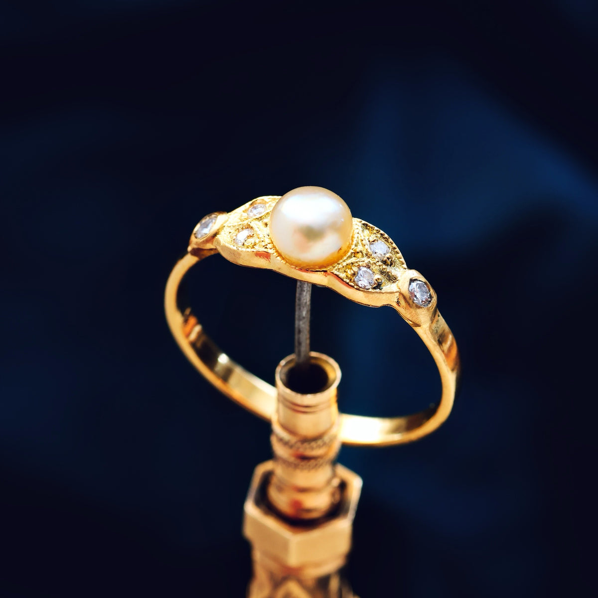 Recycled Natural Pearl & Diamond Ring