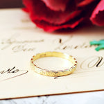 Size 'P' or '7.75' Vintage Leaves Recycled 9ct Gold Wedding Ring