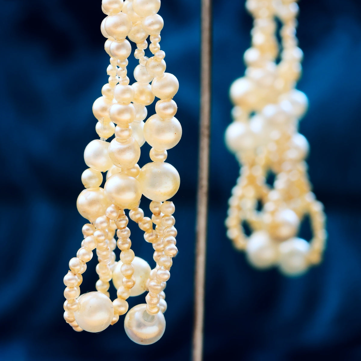 Rare Georgian Hand Blown Glass Pearl Earrings
