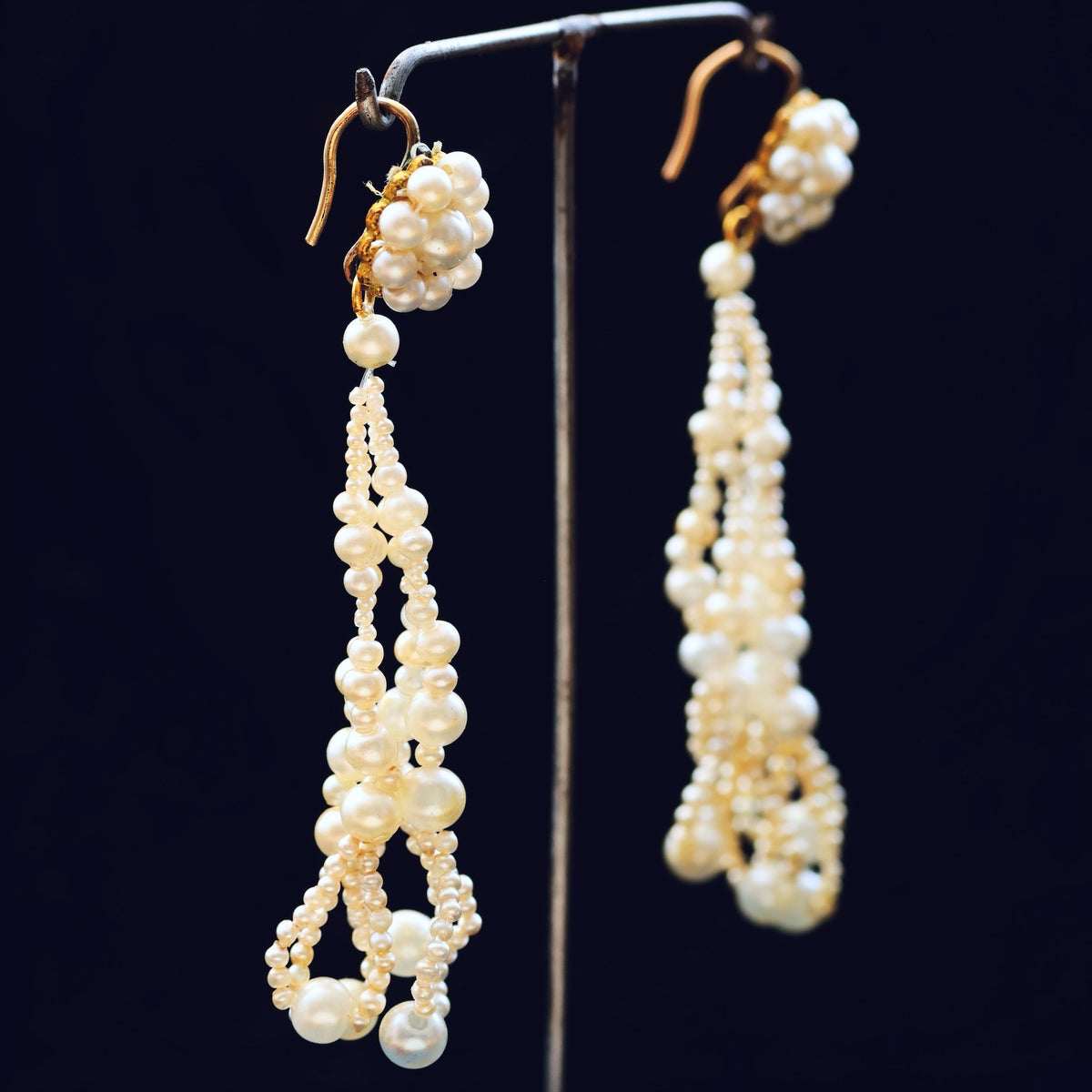 Rare Georgian Hand Blown Glass Pearl Earrings