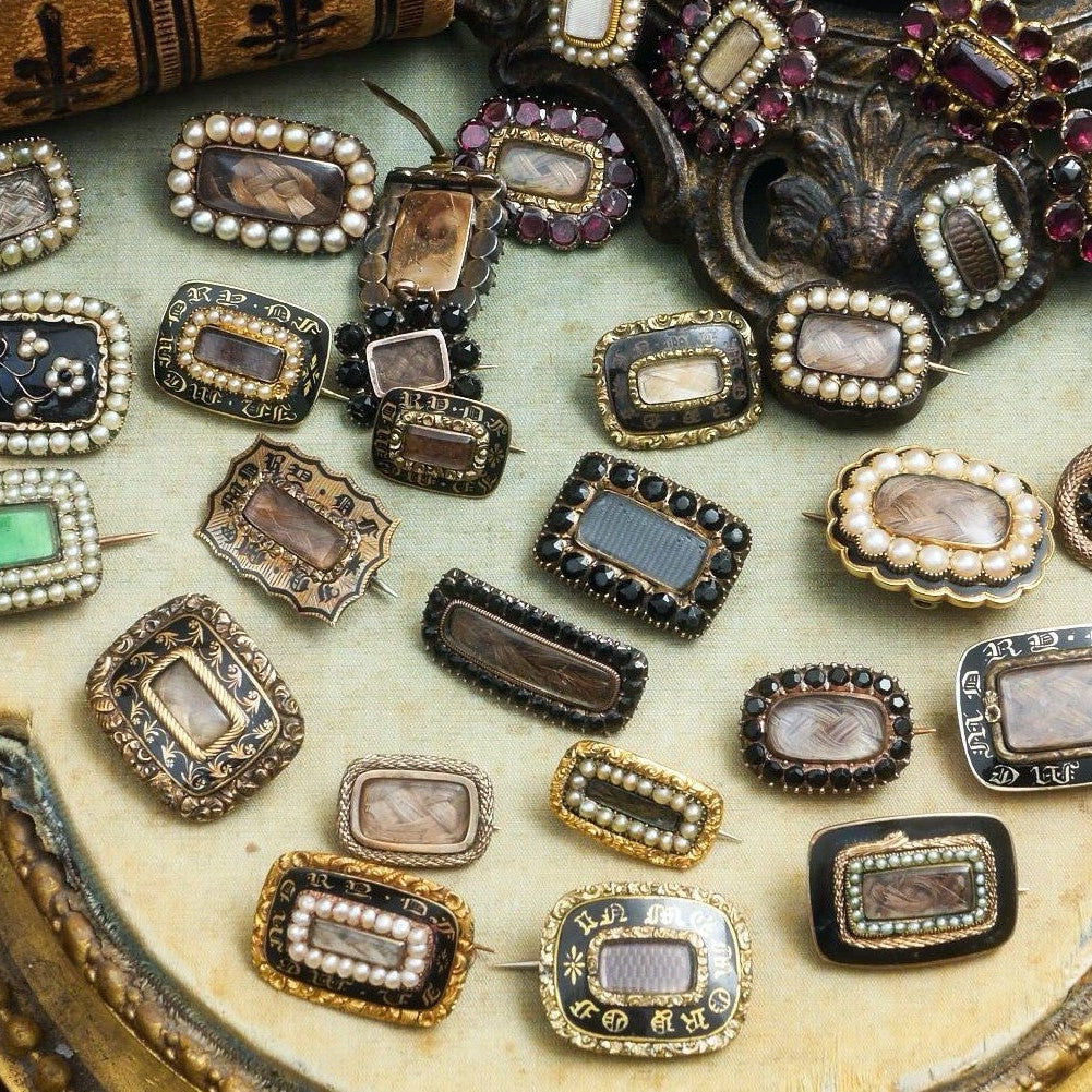 Circa 1820 Georgian Flat Top Garnet Lace Locket