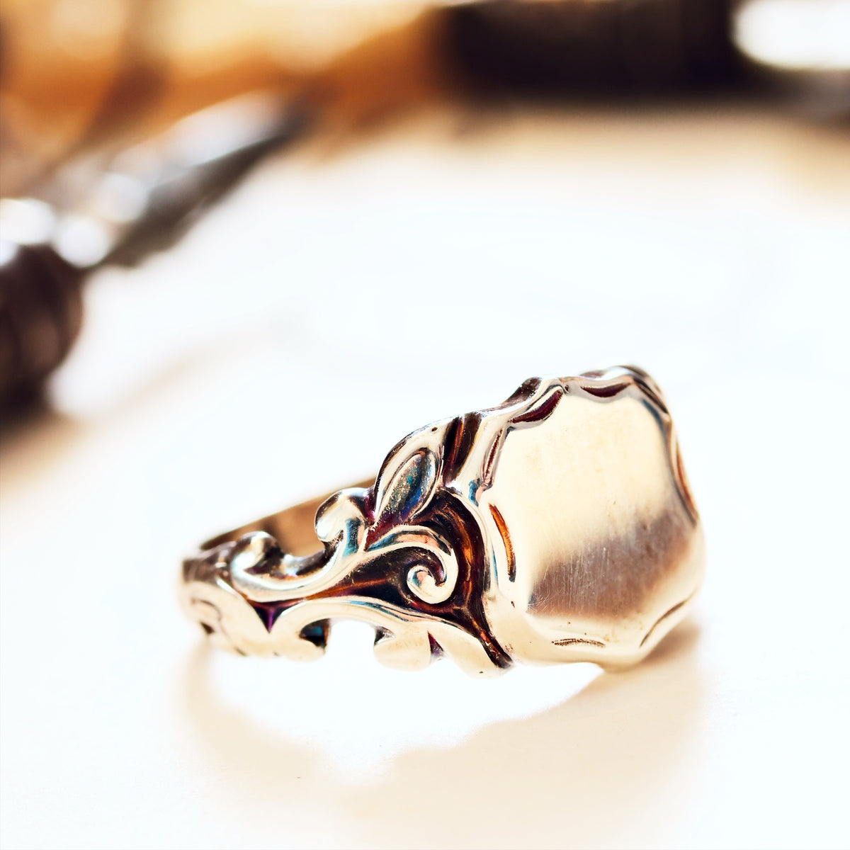 Georgianesque Recycled Silver Shield Signet Ring