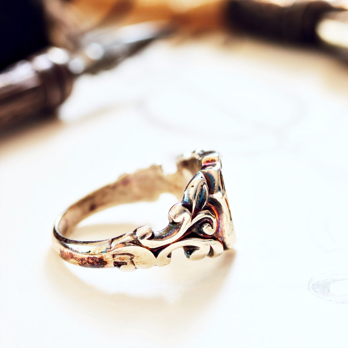 Georgianesque Recycled Silver Shield Signet Ring