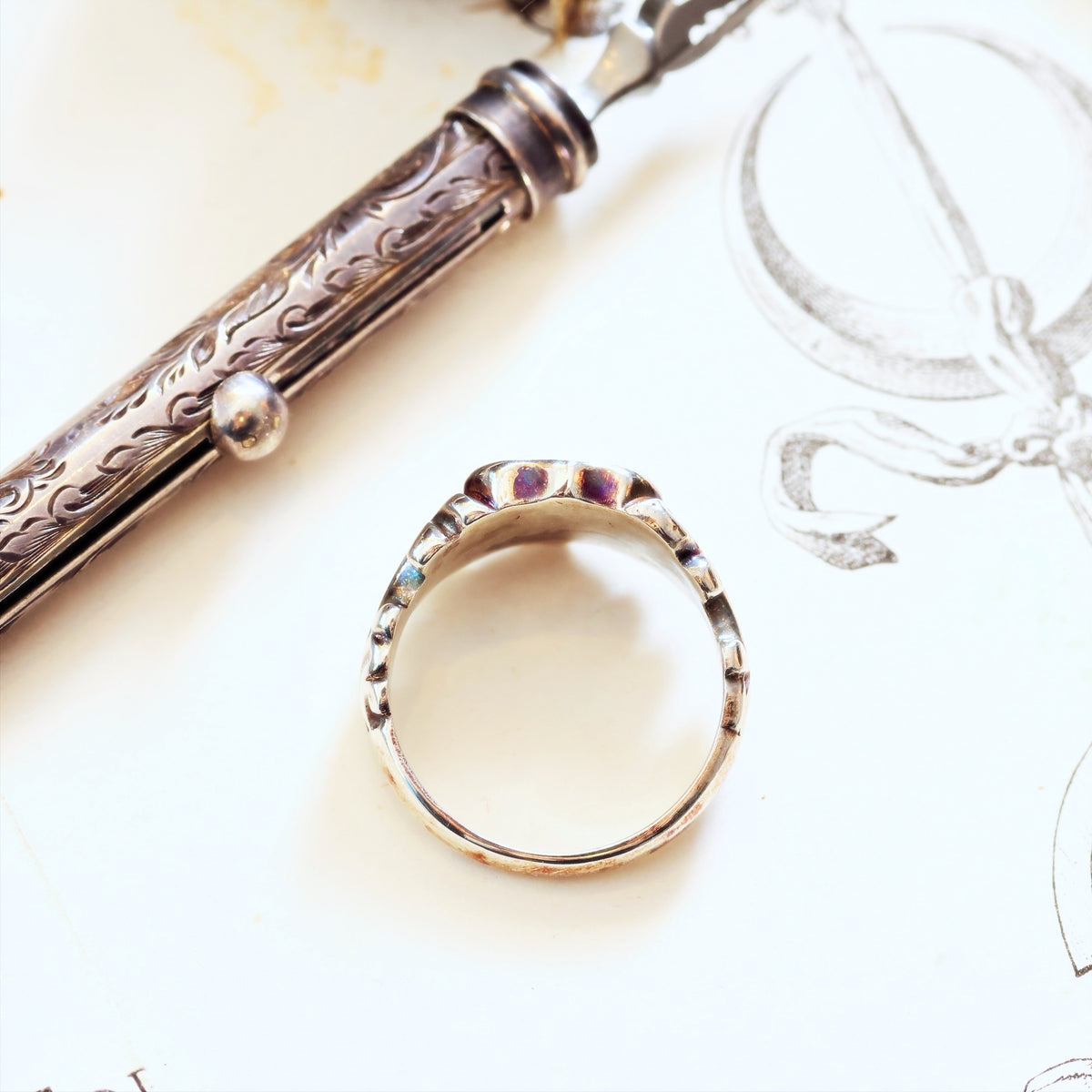 Georgianesque Recycled Silver Shield Signet Ring