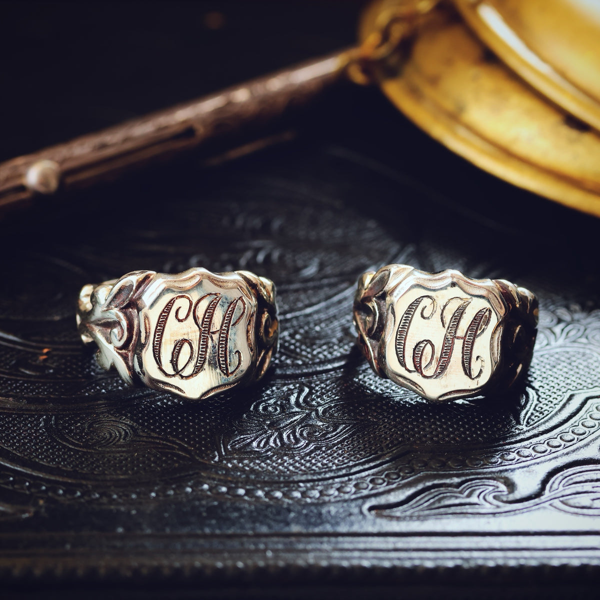 Georgianesque Recycled Silver Shield Signet Ring