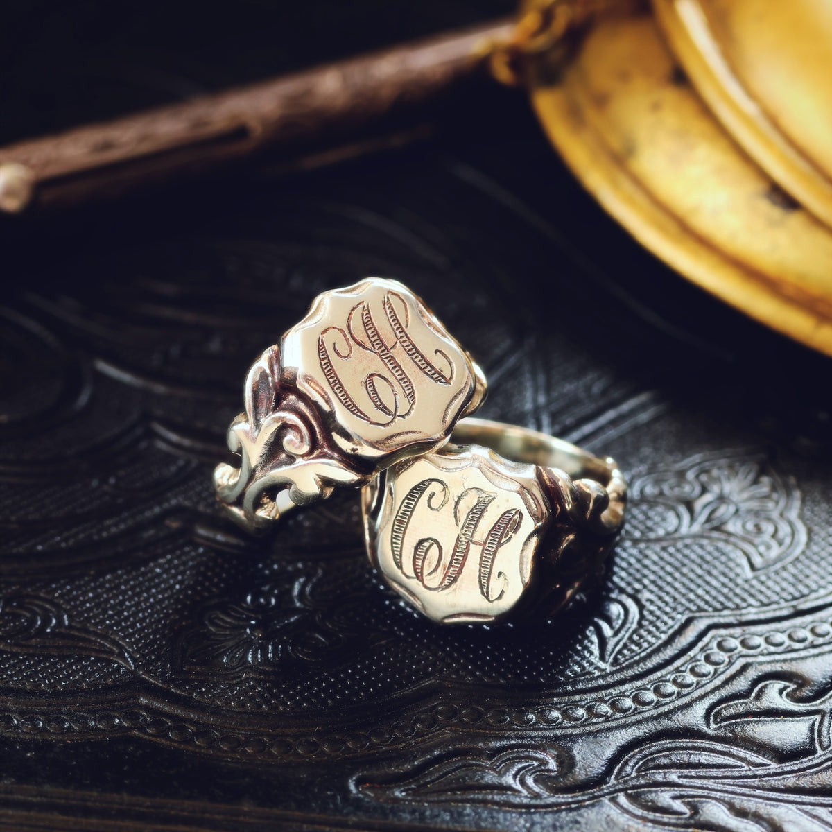 Heavy Gents' Georgianesque Recycled Silver Shield Signet Ring