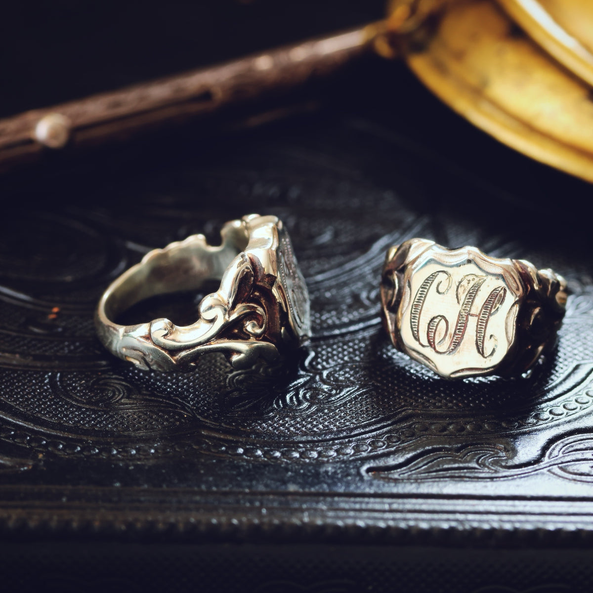 Heavy Gents' Georgianesque Recycled Silver Shield Signet Ring