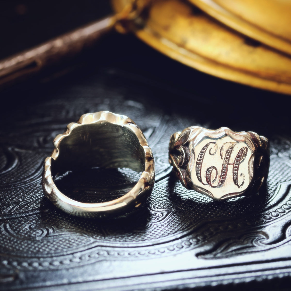 Heavy Gents' Georgianesque Recycled Silver Shield Signet Ring