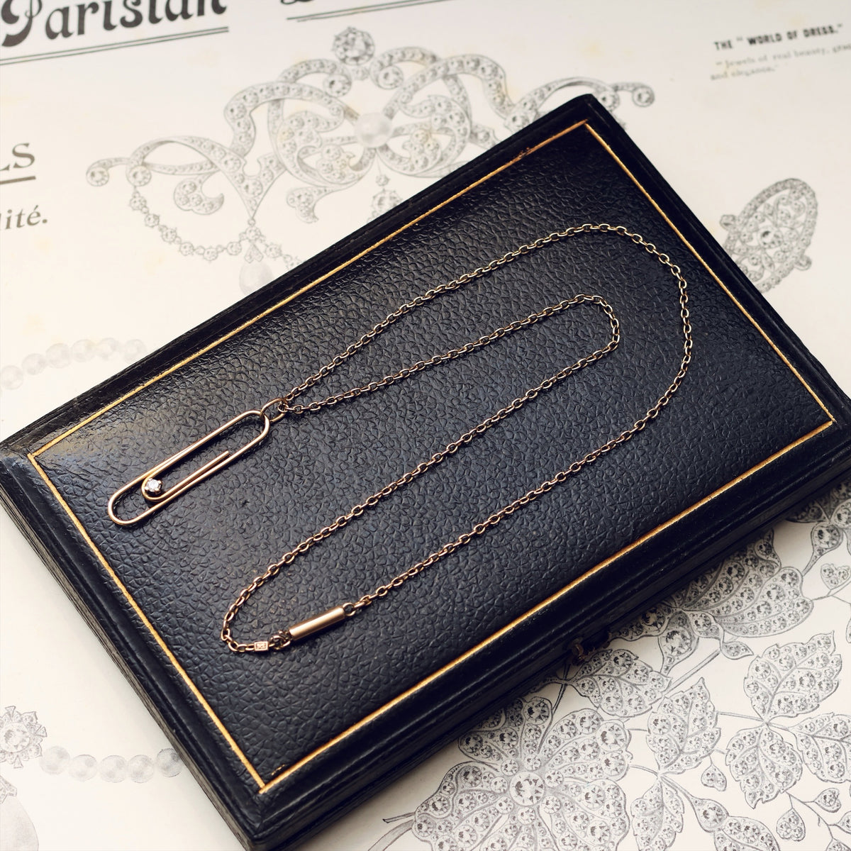Vintage 1978 Gold Diamond Paperclip Pendant
