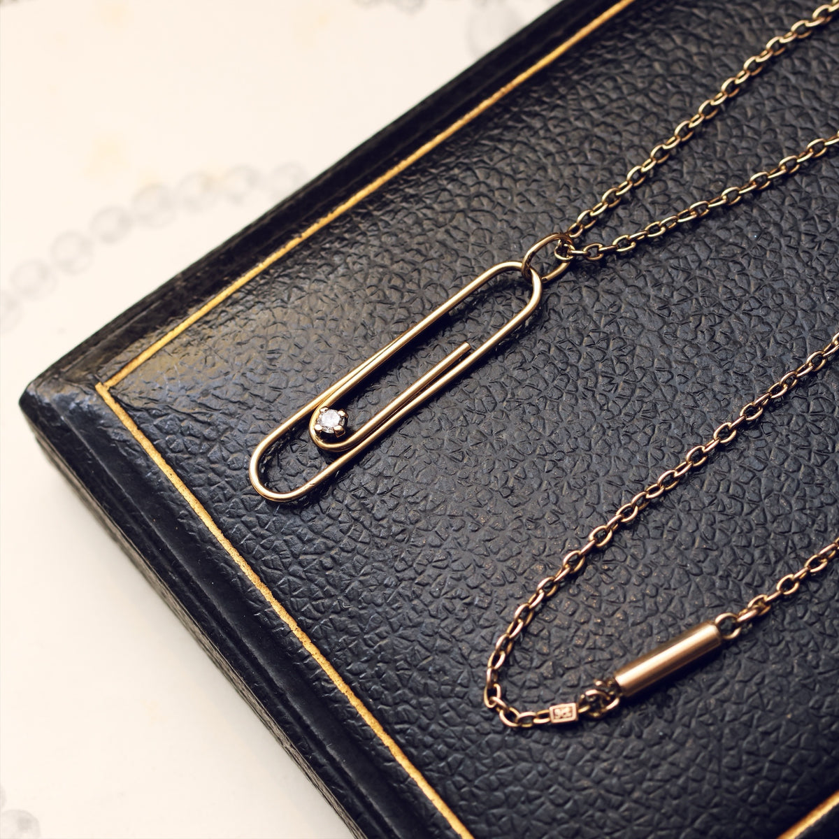 Vintage 1978 Gold Diamond Paperclip Pendant