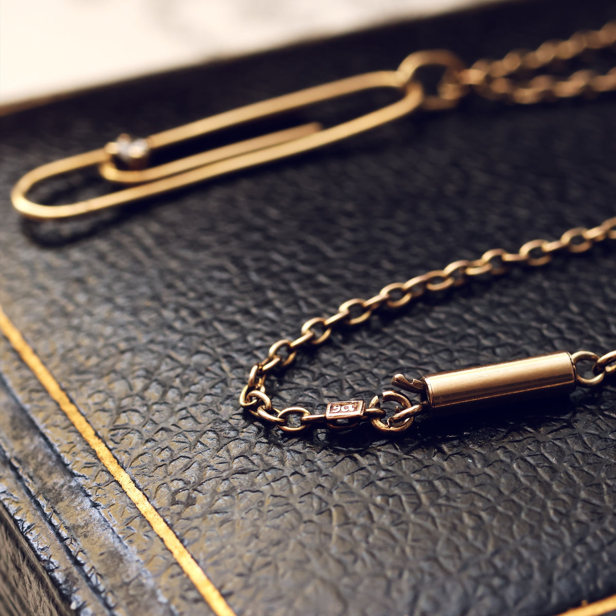 Vintage 1978 Gold Diamond Paperclip Pendant