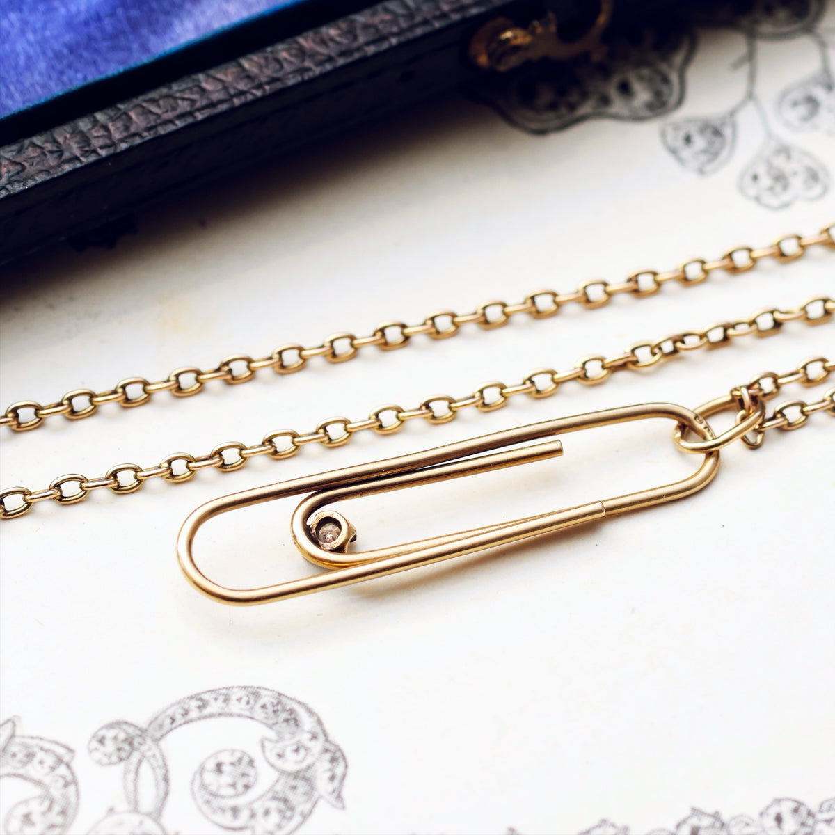Vintage 1978 Gold Diamond Paperclip Pendant