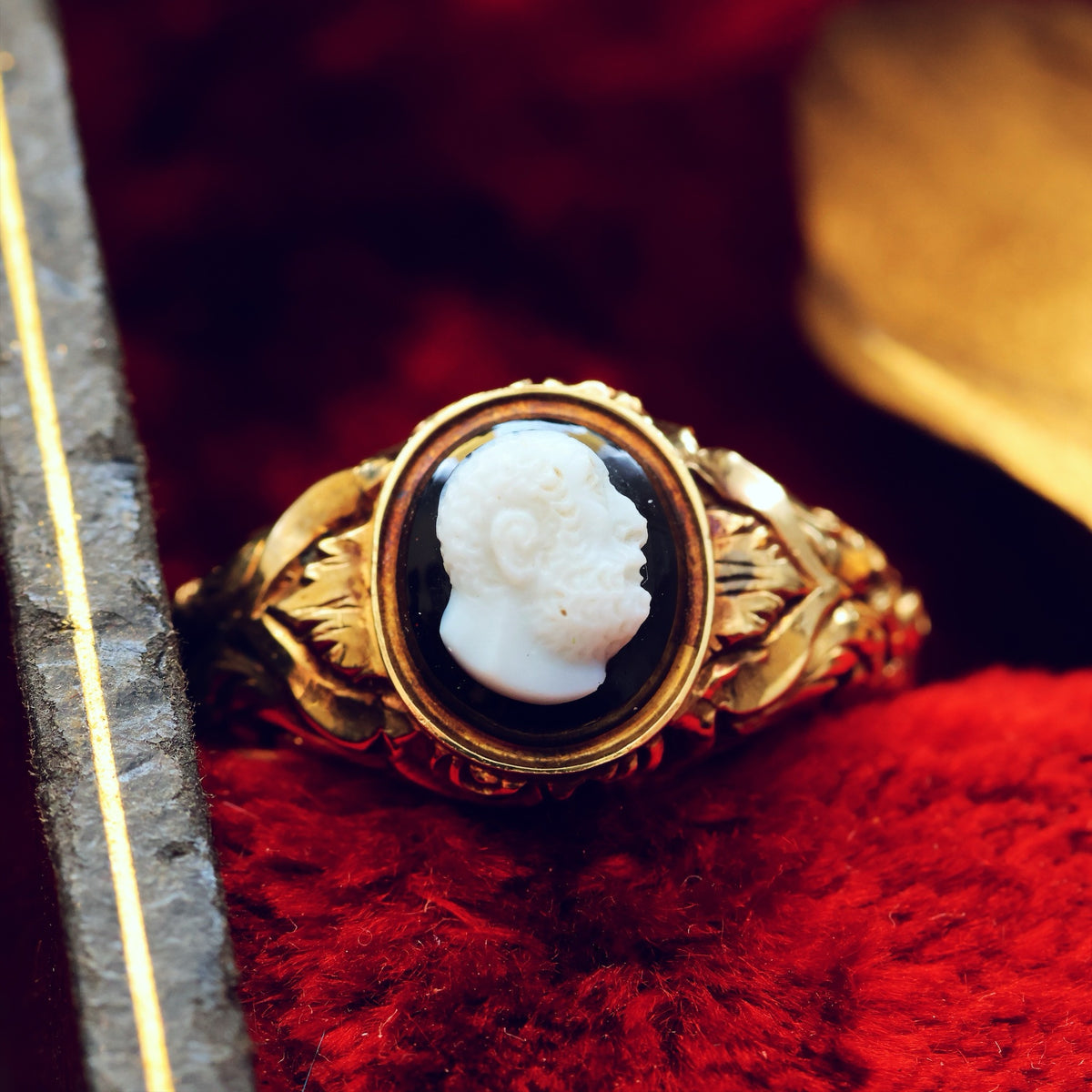 An Interesting Antique Hardstone Cameo Ring of Aristotle
