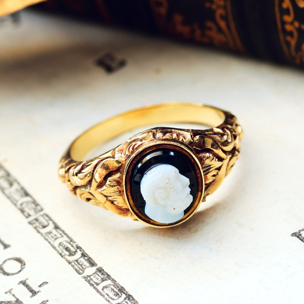 An Interesting Antique Hardstone Cameo Ring of Aristotle