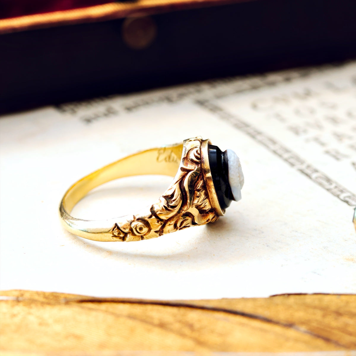 An Interesting Antique Hardstone Cameo Ring of Aristotle