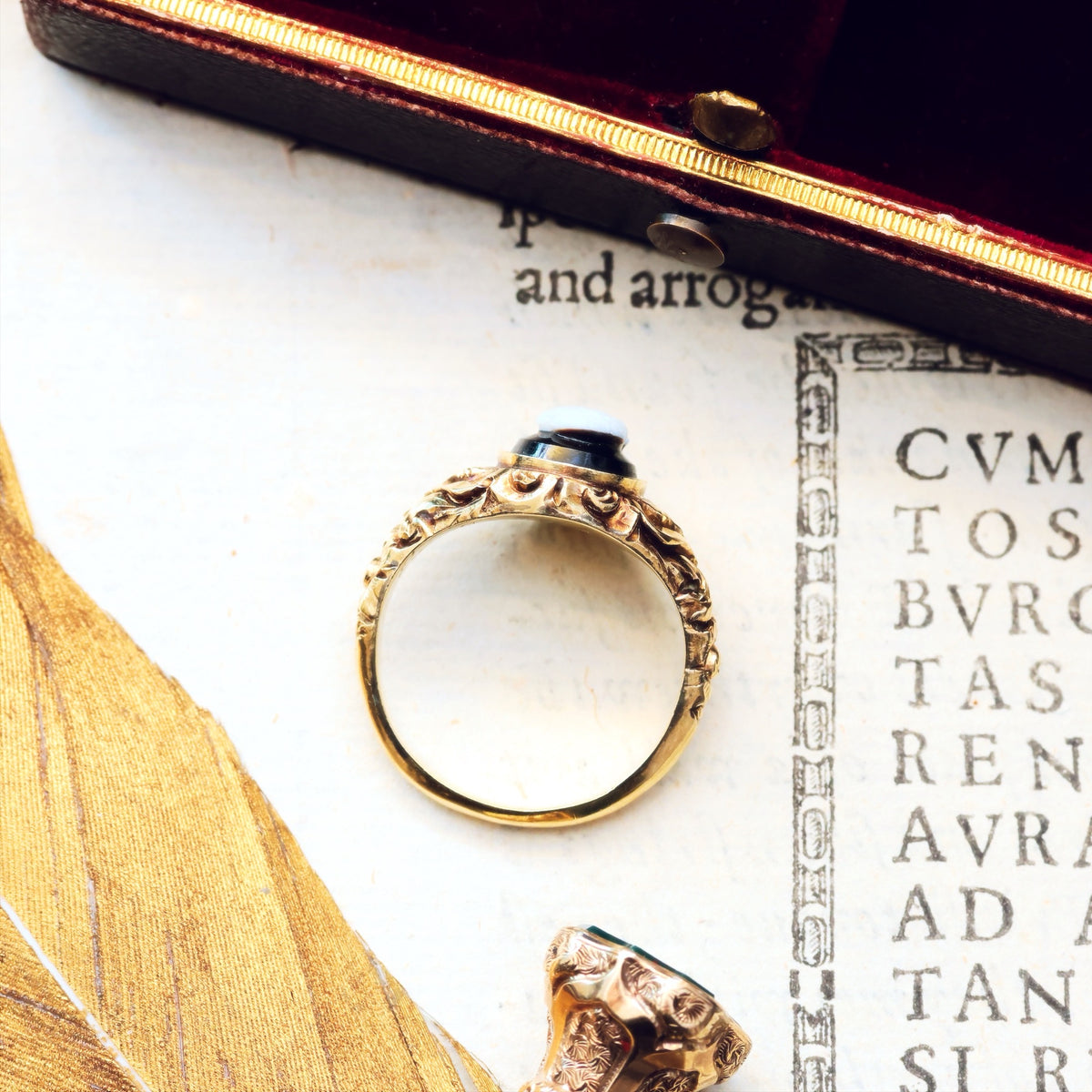 An Interesting Antique Hardstone Cameo Ring of Aristotle